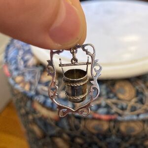 Antique Sterling Wishing Well Swinging Bucket Charm